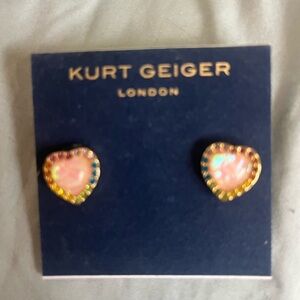 New Kurt Geiger opal Heart Earrings with Multicolor Accents